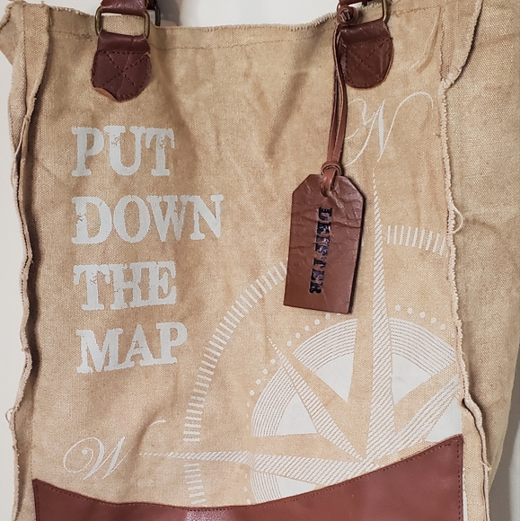 Put Down The Map Graphic Tote Bag Prinitives by Kathy Distressed - Picture 2 of 7